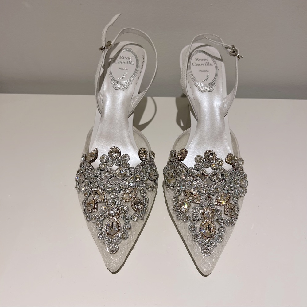 René Caovilla Veneziana embellished slingback pumps